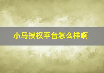 小马授权平台怎么样啊