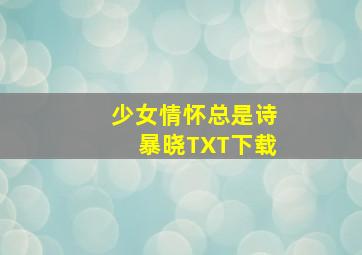 少女情怀总是诗暴晓TXT下载