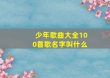 少年歌曲大全100首歌名字叫什么