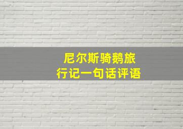 尼尔斯骑鹅旅行记一句话评语