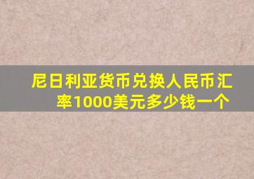 尼日利亚货币兑换人民币汇率1000美元多少钱一个