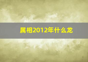 属相2012年什么龙