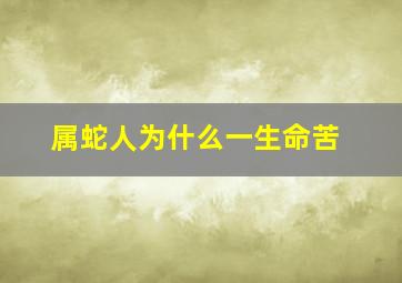 属蛇人为什么一生命苦