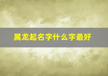 属龙起名字什么字最好