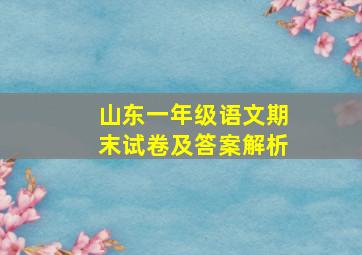 山东一年级语文期末试卷及答案解析