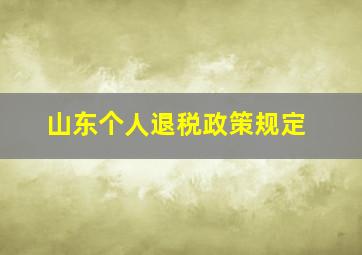 山东个人退税政策规定