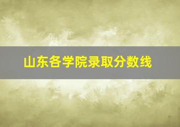 山东各学院录取分数线