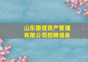 山东国信资产管理有限公司招聘信息