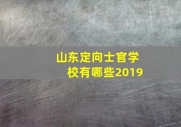 山东定向士官学校有哪些2019