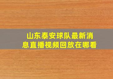 山东泰安球队最新消息直播视频回放在哪看