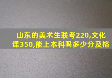 山东的美术生联考220,文化课350,能上本科吗多少分及格