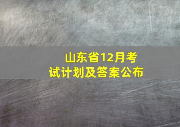 山东省12月考试计划及答案公布