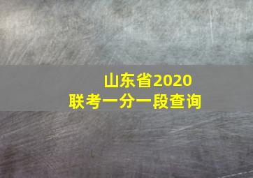 山东省2020联考一分一段查询