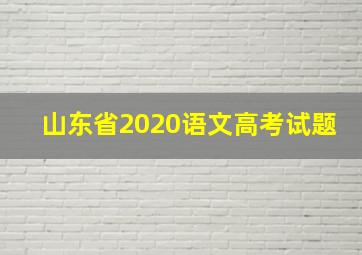 山东省2020语文高考试题