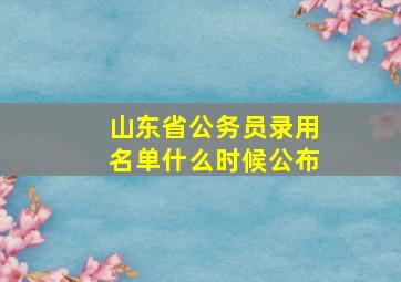 山东省公务员录用名单什么时候公布