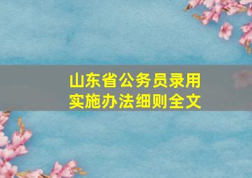 山东省公务员录用实施办法细则全文