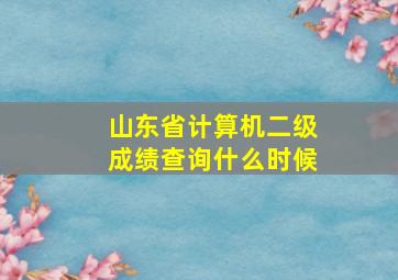 山东省计算机二级成绩查询什么时候