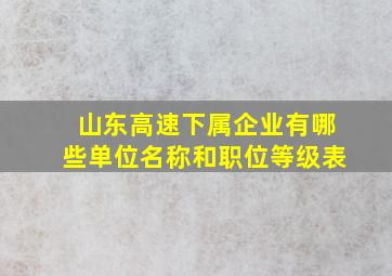 山东高速下属企业有哪些单位名称和职位等级表