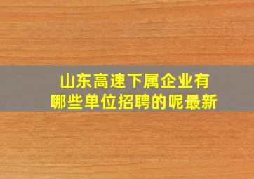 山东高速下属企业有哪些单位招聘的呢最新