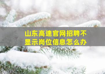 山东高速官网招聘不显示岗位信息怎么办