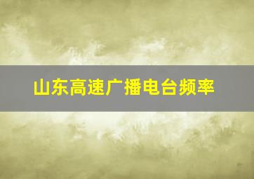 山东高速广播电台频率