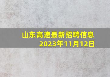 山东高速最新招聘信息2023年11月12日