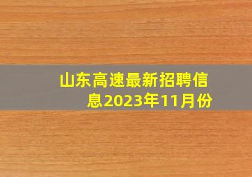 山东高速最新招聘信息2023年11月份