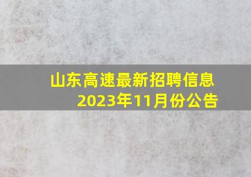 山东高速最新招聘信息2023年11月份公告