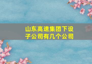 山东高速集团下设子公司有几个公司