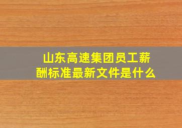 山东高速集团员工薪酬标准最新文件是什么