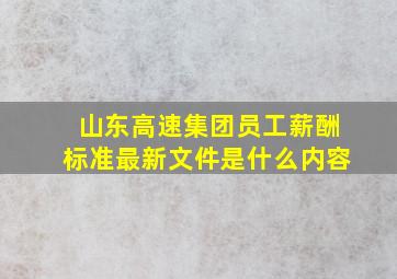 山东高速集团员工薪酬标准最新文件是什么内容