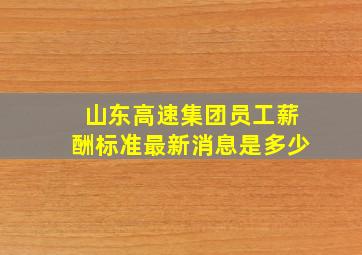 山东高速集团员工薪酬标准最新消息是多少