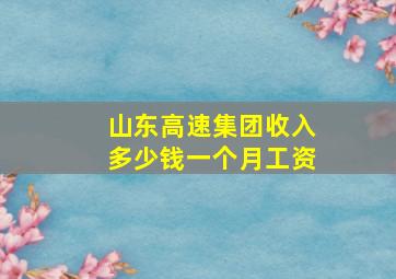 山东高速集团收入多少钱一个月工资