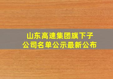 山东高速集团旗下子公司名单公示最新公布