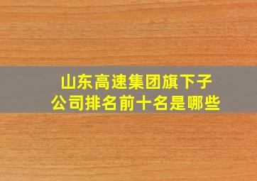 山东高速集团旗下子公司排名前十名是哪些