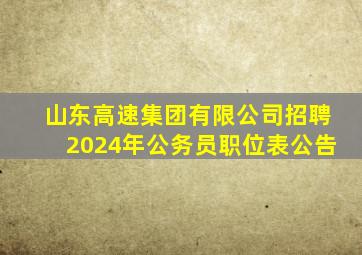 山东高速集团有限公司招聘2024年公务员职位表公告