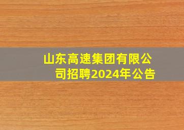 山东高速集团有限公司招聘2024年公告