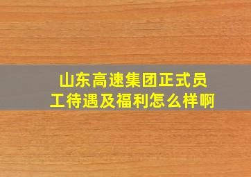 山东高速集团正式员工待遇及福利怎么样啊