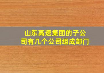 山东高速集团的子公司有几个公司组成部门