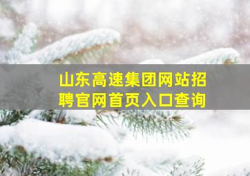 山东高速集团网站招聘官网首页入口查询