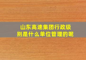 山东高速集团行政级别是什么单位管理的呢