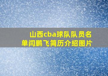 山西cba球队队员名单闫鹏飞简历介绍图片