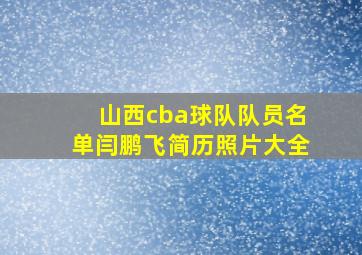 山西cba球队队员名单闫鹏飞简历照片大全