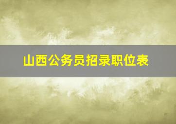 山西公务员招录职位表