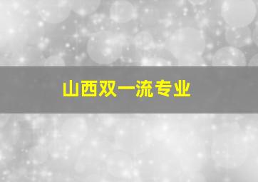 山西双一流专业