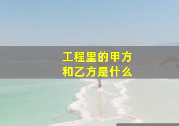 工程里的甲方和乙方是什么