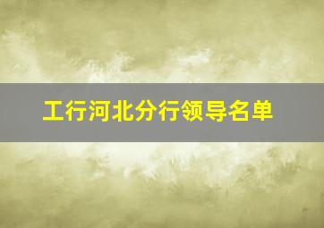 工行河北分行领导名单