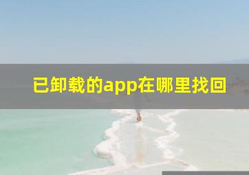 已卸载的app在哪里找回