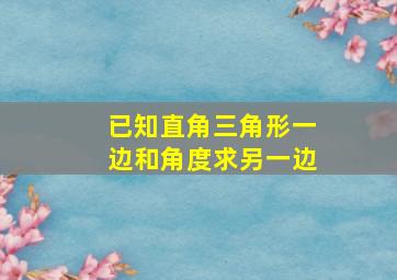 已知直角三角形一边和角度求另一边