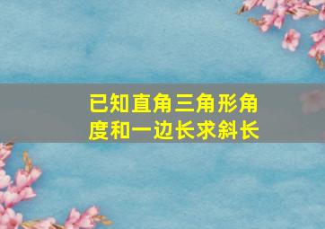 已知直角三角形角度和一边长求斜长